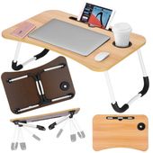 Stolik pod laptopa 60x40 cm, składana podstawka na komputer brązowa