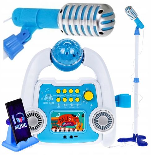 ZESTAW DO KARAOKE MIKROFON DLA DZIECI WZMACNIACZ STATYW EFEKTY NAGRYWANIE na Arena.pl