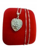 Łańcuszek naszyjnik ze stali srebrny rodowany KOMUNIA medalik CHRZEST