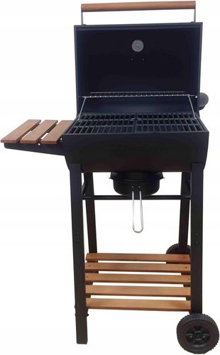 Grill węglowy na kółkach beczka otwierany z rusztem żeliwnym termometr stal na Arena.pl
