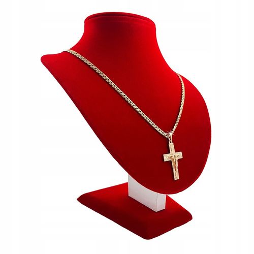 ZŁOTY ŁAŃCUSZEK MĘSKI ROMBO + KRZYŻYK 18K 50 CM PREZENT DLA NIEGO + GRATISY na Arena.pl