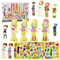 MAGNETYCZNA GRA UBIERANKA UKŁADANKA DREWNIANE PUZZLE MAGNESY MONTESSORI