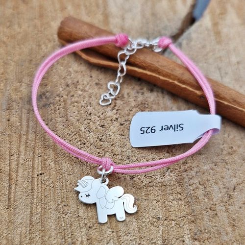 BRANSOLETKA SREBRNA DZIECIĘCA JEDNOROŻEC KONIK SZNUREK SREBRO 925 na Arena.pl