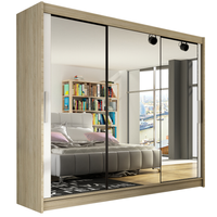 Szafa przesuwna Aston III z lustrem 250cm -garderoba - SONOMA+BIAŁY
