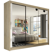 Szafa przesuwna Aston III z lustrem 250cm -garderoba - SONOMA+BIAŁY