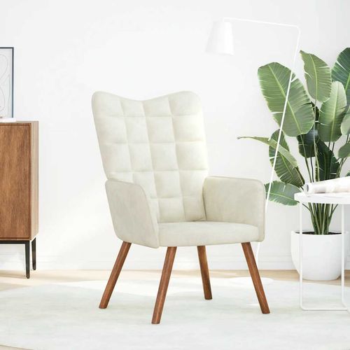 Fotel, kremowy, obity aksamitem na Arena.pl