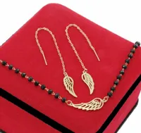 KOMPLET ZŁOTY SKRZYDŁA 2 częćiowy KORALIKI STAL CHIRURGICZNA 316 L