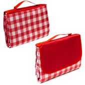 Koc piknikowy plażowy 195x200 cm | Kratka czerwona