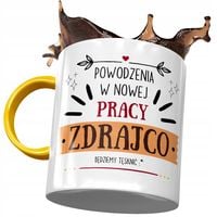 Kubek Żółty Na Pożegnanie Z Pracy Na Prezent Z Nadrukiem Ze Zdjęciem