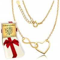 Złoty Łańcuszek 925 Naszyjnik Serce Nieskończoność celebrytka na prezent