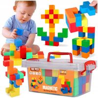 Klocki magnetyczne KOSTKI SZEŚCIANY magnesy Zestaw 102 el. w kuferku