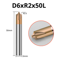 Frez promieniowy ćwiartkowy VHM TiSiN Rozmiar: D6xR2x50L
