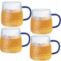 2 x Zestaw 4 szklanek z granatowym uchem do kawy herbaty 350ml MG Home Deco