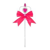 Różdżka Serce z ciemnoróżowymi klejnotami i wstążką, srebrna