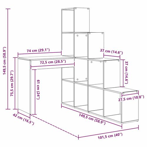 Biurko narożne z półką Wędzony dąb 101,5 x 149,5 x 149,5 cm na Arena.pl