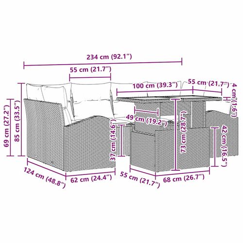 Zestaw Sof na Ogród 7 pcs beżowo-jasnoszary 100 x 55 x 73 cm na Arena.pl