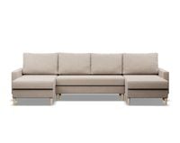 Narożnik w kształcie U, MILO, velvet, 294x140x92 cm, beżowy