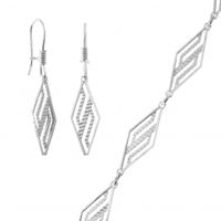 SREBRNY KOMPLET AŻUROWY ROMBY SREBRO PRÓBY 925