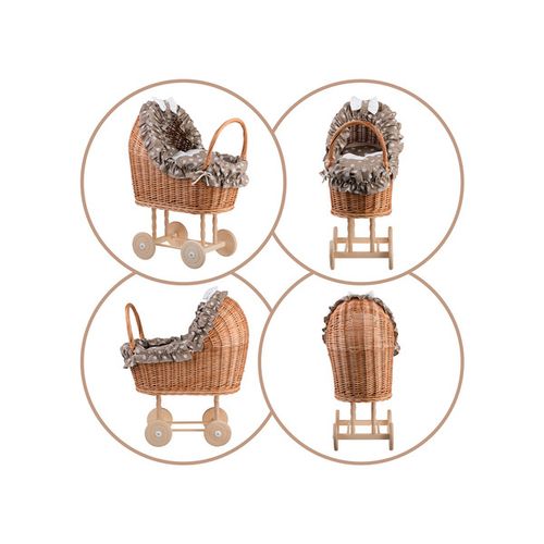 LULU WIKLINOWY WÓZEK DLA LALEK Z POŚCIELĄ 55X30 H67 CM na Arena.pl