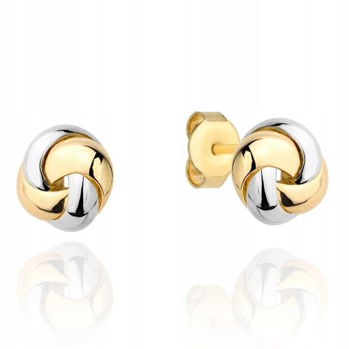 Kolczyki złote 585 plecione w dwóch kolorach złota delikatne kuleczki 14K na Arena.pl