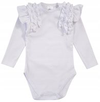 BIAŁE ELEGANCKIE BODY FALBANKI CHRZEST 98 L02B