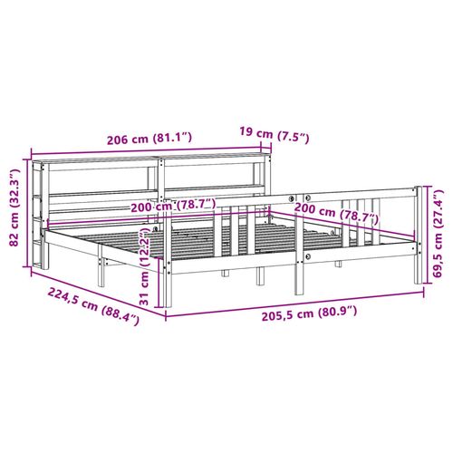 Rama łóżka z zagłówkiem bez materaca, biała, 200x200 cm na Arena.pl