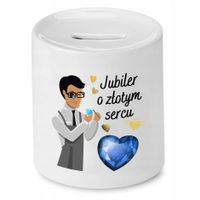 Dla Jubilera Prezent Skarbonka O Złotym Sercu Z Nadrukiem Ze Zdjęciem Z Nad