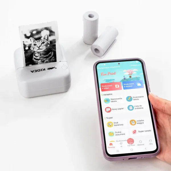 KOMPAKTOWA MINI DRUKARKA TERMICZNA KIDEA BIAŁA zdjęcie 4