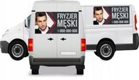 Reklama Naklejka na samochód FRYZJER MĘSKI TWOJE LOGO NAZWA