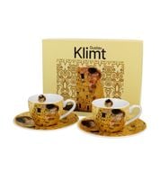 FILIŻANKI ZE SPODKIEM ESPRESSO DUO KLIMT POCAŁUNEK KISS ECRU 90 ML X 2 SZT