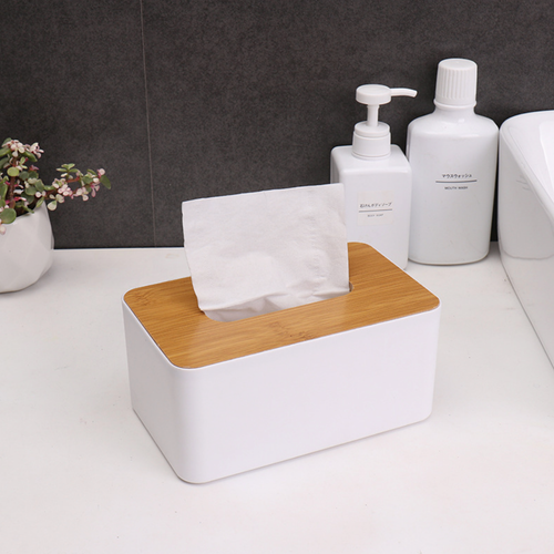 Elegancki mały pojemnik,pudełko na chusteczki,podajnik z bambusową pokrywką na Arena.pl