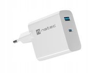 Ładowarka Natec Ribera GaN USB-A/USB-C 45W, Szybkie Ładowanie, Biała