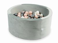 Suchy basen z piłeczkami 300 sztuk 90x40 Velvet szary (różowozłote, metaliczny grafit, opalizujące)