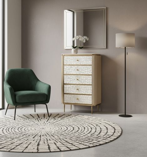 Komoda złota ryflowana muszelkowe fronty Champion 120x80x40 na Arena.pl