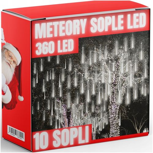 METEORY 50 CM LAMPKI PADAJĄCY ŚNIEG OŚWIETLENIE ŚWIĄTECZNE IP44 360 LED 6M na Arena.pl