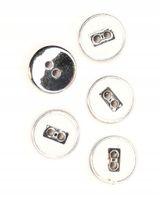 Guziki ozdobne srebrne białe 13 mm 2otw. 5 szt