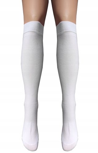 PODKOLANÓWKI BAWEŁNIANE BIAŁE GŁADKIE KRYJĄCE DAMSKIE KLASYCZNE 39-41 na Arena.pl