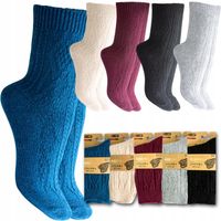 CIEPŁE skarpety damskie WEŁNIANE ANGORA naturalne bezuciskowe TERMO 39-42