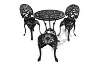 ZESTAW NR 07 - STÓŁ Ø 75 CM + 2 KRZESŁA ŚREDNIE + 1 TABORET ŚREDNI MEBLE OGRODOWE NA TARAS PATIO BALKON ELEGANCKIE RETRO