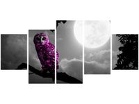 70CM 150CM OBRAZ 5 ELEM FIOLETOWA SOWA ŚCIENNY