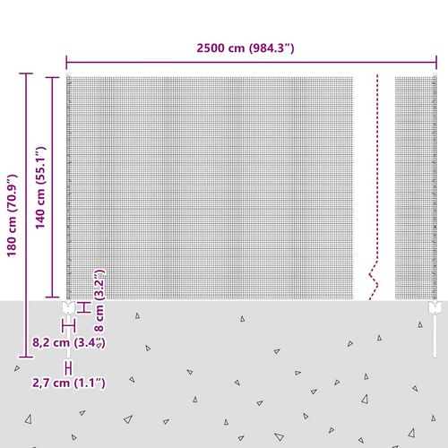 Ogrodzenie z słupkami Srebrny 1.4 x 25 m Stal na Arena.pl