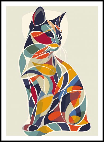 Plakat 64x90cm Kalejdoskopowy Kot zdjęcie 3