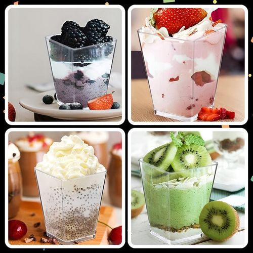 Pucharki Kwadratowe do deserów 120ml 50szt na przekąski desery pojemniki na Arena.pl