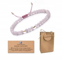 Bransoletka Damska Sznurkowa Kamień Naturalny Kwarc Różowy 4mm