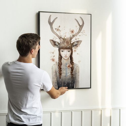 Plakat leśna dziewczyna 30x40 cm w czarnej ramie na Arena.pl