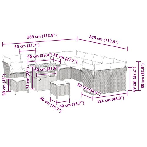 Zestaw Sof na Ogród 13 pcs Czarny i kremowy 90 x 55 x 71 cm na Arena.pl