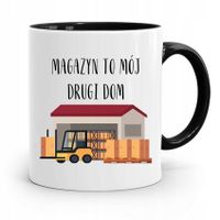Kubek Czarny Dla Magazyniera Magazyn To Mój Drugi Z Nadrukiem Ze Zdjęciem
