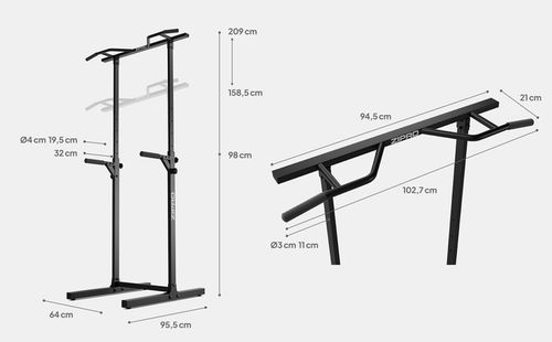 Poręcze treningowe wielofunkcyjne dipów drążek regulowany stacjonarny Zipro na Arena.pl