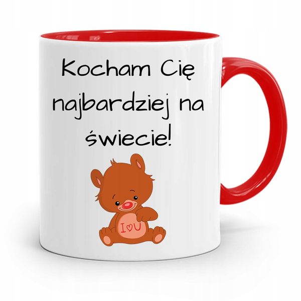 Kubek Czerwony Na Walentynki Kocham Cię Z Nadrukiem Ze Zdjęciem zdjęcie 1