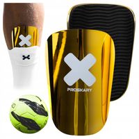 OCHRANIACZE PIŁKARSKIE MINI MAŁE PRZYLEGAJĄCE LEKKIE ZŁOTY POŁYSK